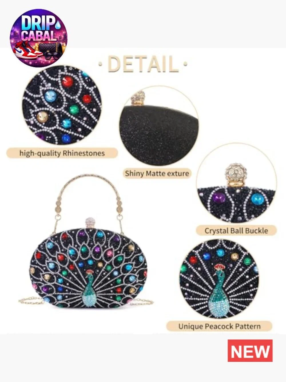 Rhinestone Evening Clutch Crossbody Bag Wedding Party Faux Leather